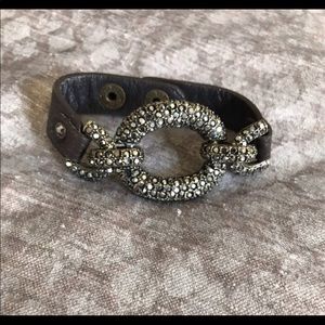 Bracelet Leather & Rhinestones